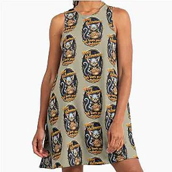 Black A-Line Gollum Cat Dress