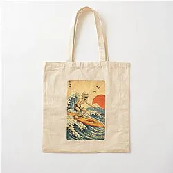 Gollum Surfing the Great Wave in Japan Cotton Tote Bag