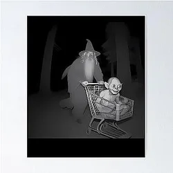 Grey Gandalf Wizard Pushing Gollum Meme Poster