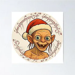 Merry Precious Festive Gollum Poster
