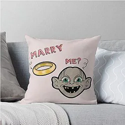 Marry Me? Gollum Ring Throw Pillow