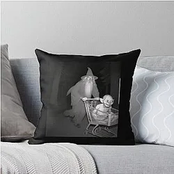 Funny Shopping Cart Meme Gandalf Pushes Gollum Throw Pillow