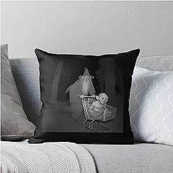 Grey Gandalf Wizard Pushing Gollum Meme Throw Pillow