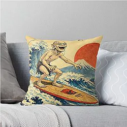 Gollum Surfing in Japan Throw Pillow