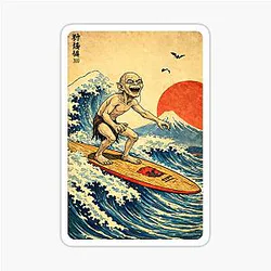 Gollum Surfing in Japan Sticker