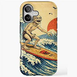 Gollum Surfing Wave in Japan iPhone Case