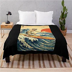 Gollum Surfing in Japan Throw Blanket