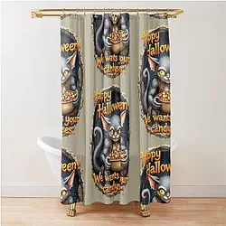 Black Cat Shower Curtain