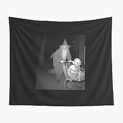 Funny Shopping Cart Meme Gandalf Pushing Gollum Tapestry