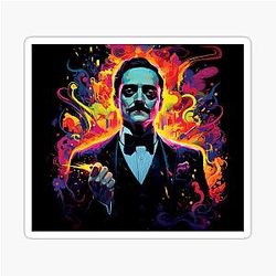 Gomez Addams neon art sticker