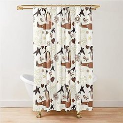 Gracie Abrams Doodle Shower Curtain with a bow repeating pattern