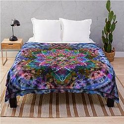 Trippy Tie Dye Hippie Mandala Boho Phish Throw Blanket