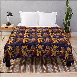 Grateful Dead Bear Las Vegas Throw Blanket