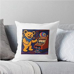 Grateful Dead Bear Las Vegas Throw Pillow