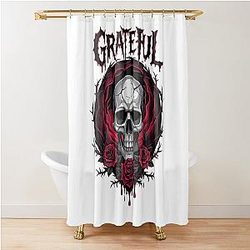 Grateful Dead - Grateful Skull Flowers Shower Curtain becomes: Grateful Dead - Grateful Skull Shower Curtain