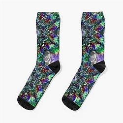 Earth tone hippie psychedelic mandala boho Deadhead Phish festival Socks