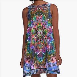 Trippy Tie Dye hippie psychedelic mandala boho dress.