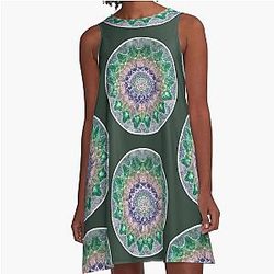 Mandala Tie Dye Spiritual Chakra Rainbow Yoga A-Line Dress