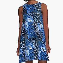Space Tie Dye Blue Web BoHo Phish Grateful Dead Company A-Line Dress