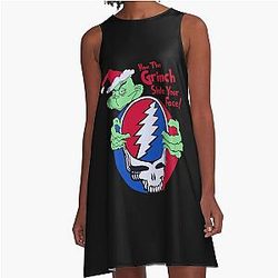 Grinch Stole Your Face A-Line Dress