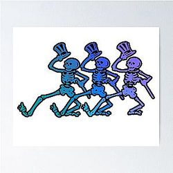 Grateful Dead Dancing Skeletons Blue Logo Poster