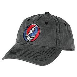 Grateful Dead Embroidered Steal Your Face Logo Adjustable Strap Slide Dad Hat Cap  Grey