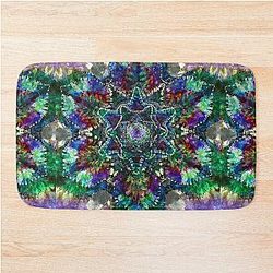 Earth tone Tie Dye hippie psychedelic mandala boho deadhead festivals Bath Mat