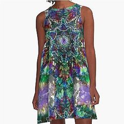 Earth tone tie dye boho A-Line dress