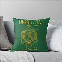 Green Bay Packers Lambeau Field Stadium Print Throw Pillow