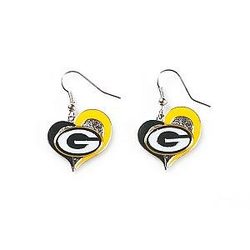 Women's NFL Green Bay Packers Swirl Heart Earrings