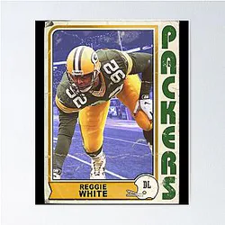 Retro Green Bay Packers Reggie White Trading Card Poster