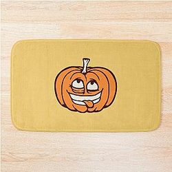 Crazy Pumpkin Cross Eyed Halloween Funny Bath Mat