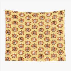 Crazy Pumpkin Grimace Cross Eyed Halloween Funny Tapestry