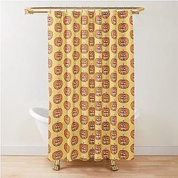 Crazy Pumpkin Grimace Cross Eyed Halloween Funny Shower Curtain