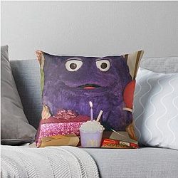 Creepiest Grimace Birthday Throw Pillow