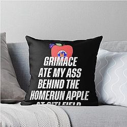 Grimace Ate My Aat Citi Field White Text Throw Pillow