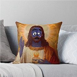 Grimace Jesus Throw Pillow