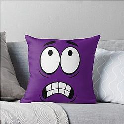Funny Face, Grimace Cartoon Design Throw Pillow