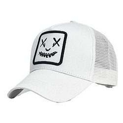 Baseball Cap Men's Black Trucker Cap Grimace Embroidery Cap Mesh Adjustable Buckle Cap
