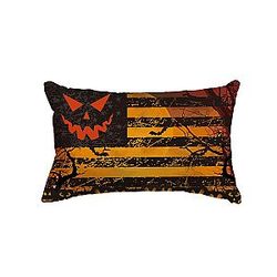 AVOIN Halloween Grimace Pumpkin Throw Pillow Covers 12 x 20 Inch Stripe Dead Tree Ghost Spooky Cushion Case Decoration for Sofa Couch