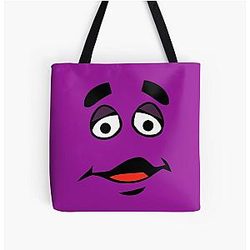 Grimace Cartoon Design Transparent Background Tote Bag