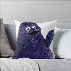 Happy Grimace McDonald's Throw Pillow