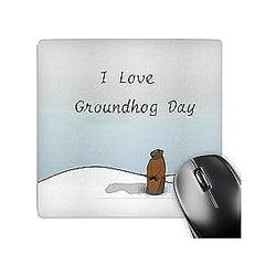 3D Rose Print of I Love Groundhog Day Cartoon Matte Finish Mouse Pad 8 x 8