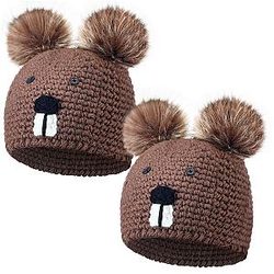 Groundhog Hats Groundhog Day Women Knit Brown Winter Beanie Valentine's Day Gifts for Women