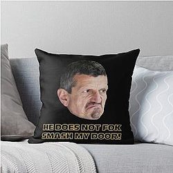 F1 Smash My Door - Guenther Steiner - Formula Oil Paint Throw Pillow