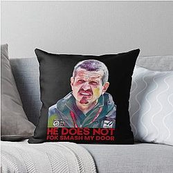 Guenther Steiner F1 He Does Not Smash My Door Throw Pillow