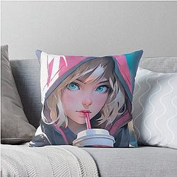 Gwen Stacy Coffee Spider Verse Throw Pillow