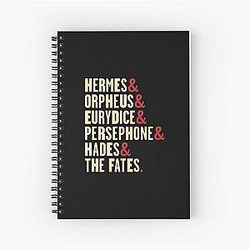 Hadestown Character Names - Hermes, Orpheus, Eurydice, Persephone, Hades The Fates Spiral Notebook