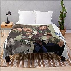 Baldur's Gate 3 Halisin Bear Facial Tattoo Little Bird Wolf Throw Blanket