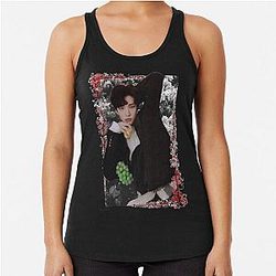 Han Jisung Stray Kids Korean Kpop Floral Design RacerbackTankTop